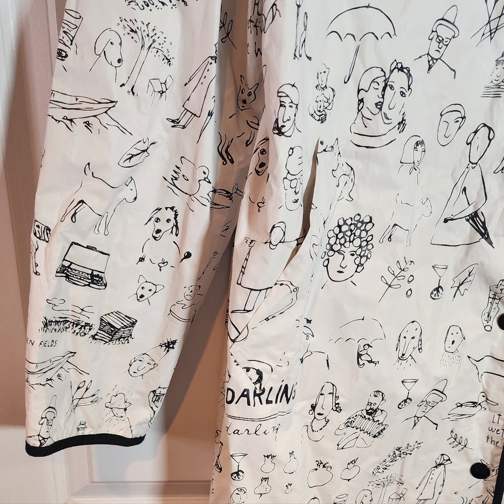 Kate Spade Maira Kalman Vintage Various Illluminations White Black Trench Rain - Picture 4 of 10